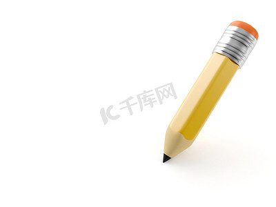 3d 插图：铅笔在白色背景上书写