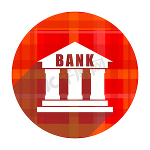 孤立的银行红色平面图标