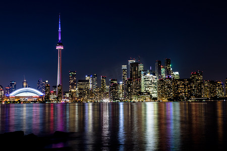 加拿大安大略省多伦多市中心的夜景