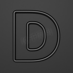 艺术3d字体摄影照片_黑色轮廓字体字母 D 3d