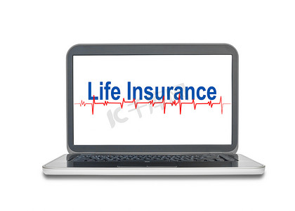 笔记本电脑上 wh 孤立的屏幕显示人寿保险字