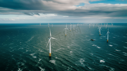 海上风力发电摄影照片_海上风力发电风车