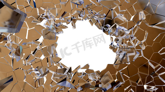 玻璃弹孔摄影照片_弹孔和碎玻璃片