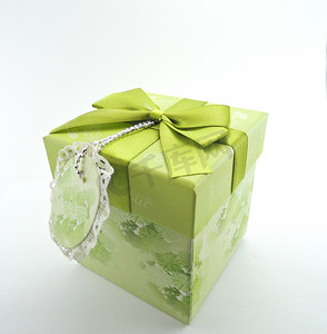 包装康乃馨摄影照片_孤立的绿色盒子