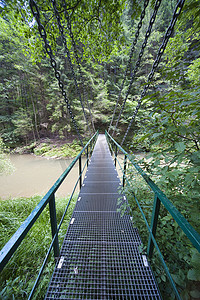 森林吊桥摄影照片_吊桥