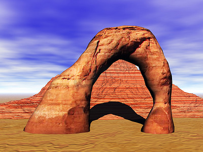 锯齿状边框摄影照片_美国沙漠中锯齿状的石拱