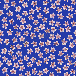 无缝图案与盛开的日本樱花，用于织物、包装、壁纸、纺织品装饰、设计、邀请函、印刷、礼品包装、制造。