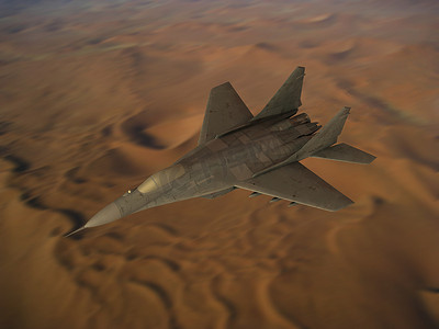利比亚沙漠上空的米格战斗机