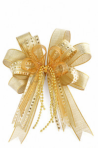 闪亮的金色圣诞礼物蝴蝶结装饰