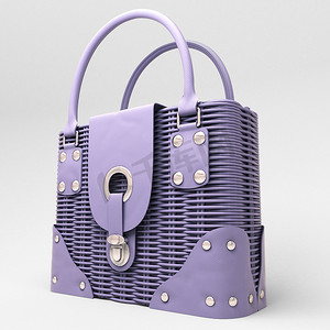 淡紫色柳条手提包