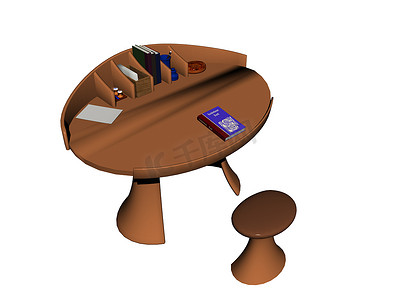 带餐具的椭圆形办公桌
