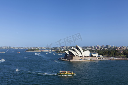 悉尼大海摄影照片_澳大利亚悉尼 CBD 地标周围悉尼港视图从 H