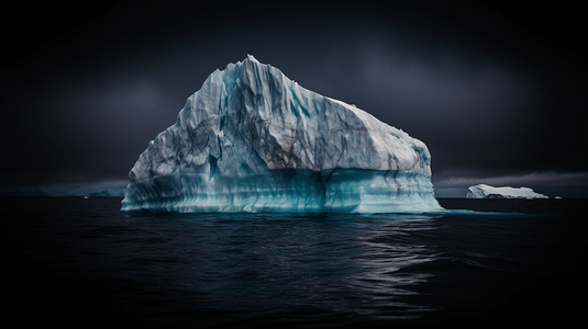 冰山水面摄影照片_水面上的冰山