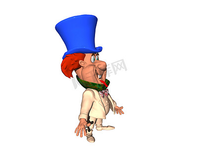 卡通游戏角色摄影照片_戴着蓝色帽子的卡通小矮人