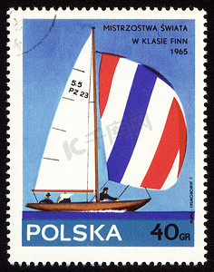 标签上的符号摄影照片_邮票上的游艇芬恩