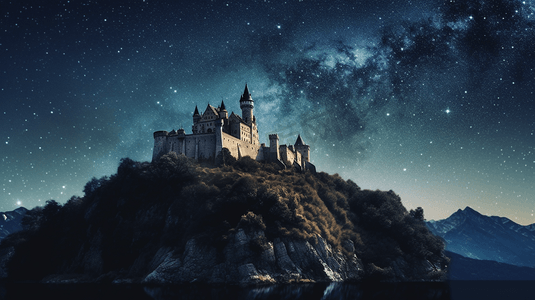 星夜下的城堡照片