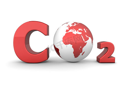 全球二氧化碳 CO2 - 闪亮的红色
