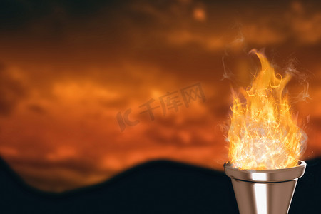 圣火摄影照片_奥林匹克圣火的合成图像