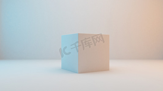 空白的元素摄影照片_白色背景上孤立的乳白色立方体