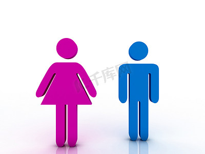 3d 男性和女性标志