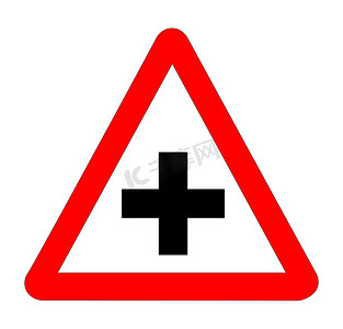 标志危险摄影照片_孤立的十字路口交通标志