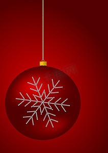 金色雪花背景图摄影照片_红色圣诞球矢量图