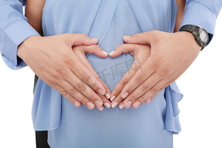 孕妇和她丈夫的手心形