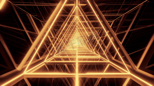 抽象发光金色三角形线框背景 walpaper 3d 渲染