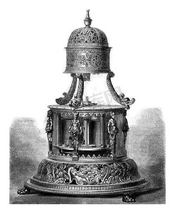 16世纪花纹摄影照片_十六世纪的座钟，水平运动，vin