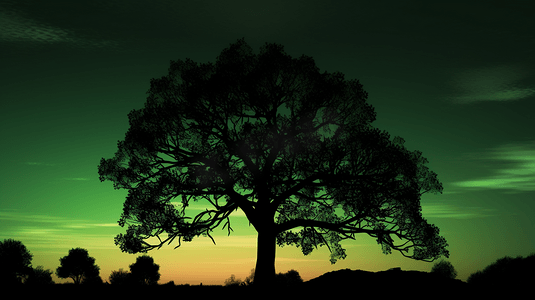 绿意盎然摄影照片_绿意盎然的天空上的树影