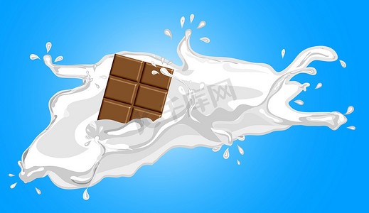 牛奶加巧克力的插画