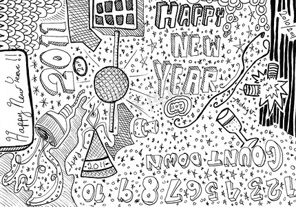 新年快乐手绘涂鸦