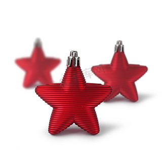 三颗红色圣诞装饰星