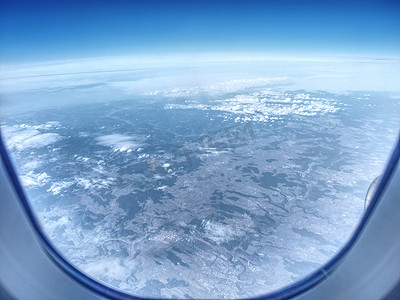 蓝色大气灯光摄影照片_田野和沙漠地形的 Arial 视图