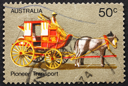 “邮票澳大利亚 1972 年教练运输，先锋生活”