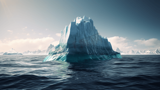 冰山水面摄影照片_水面上的冰山