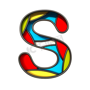 装饰字体摄影照片_多色图层字体 Letter S 3D
