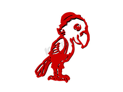 红色漫画摄影照片_红色可爱的漫画鸟
