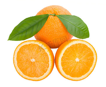 带叶子的橘子