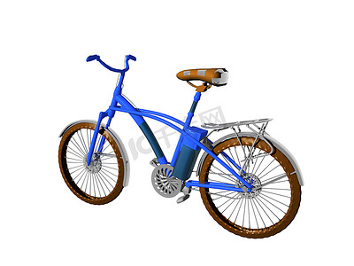 儿童自行车摄影照片_街上的蓝色儿童自行车