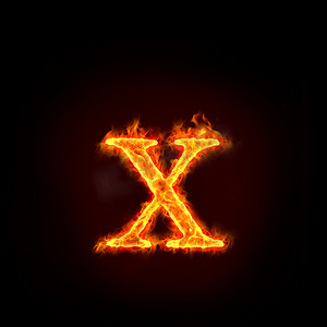 燃烧火焰字母摄影照片_“火字母，小写字母 x”