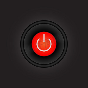 On Off Push 式电源按钮，On Off 按钮包含在黑色背景中的红色图标中，