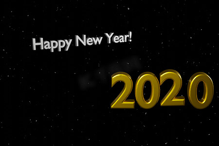2020心愿摄影照片_星空背景上金色数字的 3d 插图