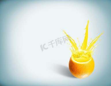 飞溅的新鲜橙汁