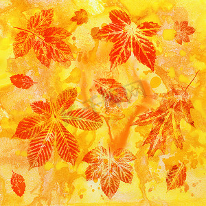 “抽象背景，水彩：叶子”