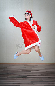 疯狂活动摄影照片_疯狂跳跃的圣诞老人