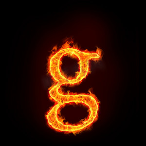 字母G摄影照片_“火字母，小写字母 g”
