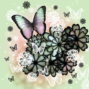蝴蝶和花朵插图