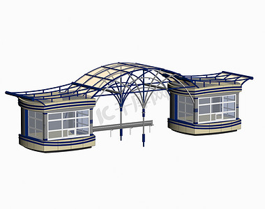 有屋顶作为避难所的公共汽车站