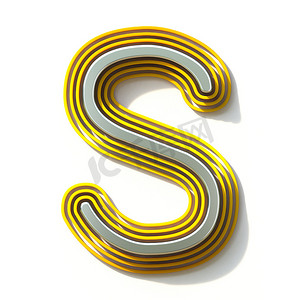 条纹广告摄影照片_黄色轮廓字体字母 S 3d